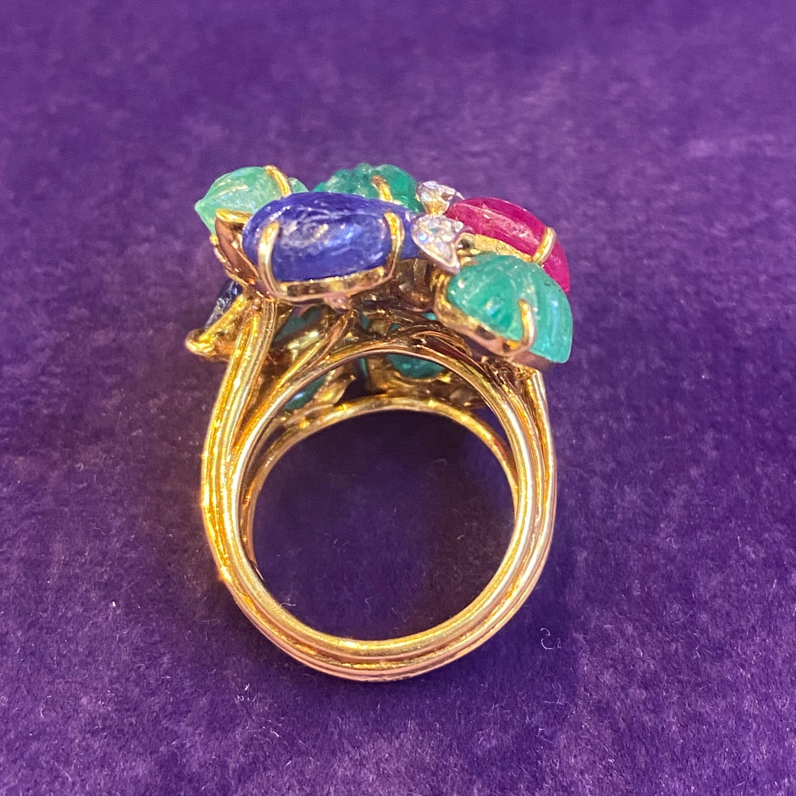 Women's David Webb Tutti Frutti Ring For Sale