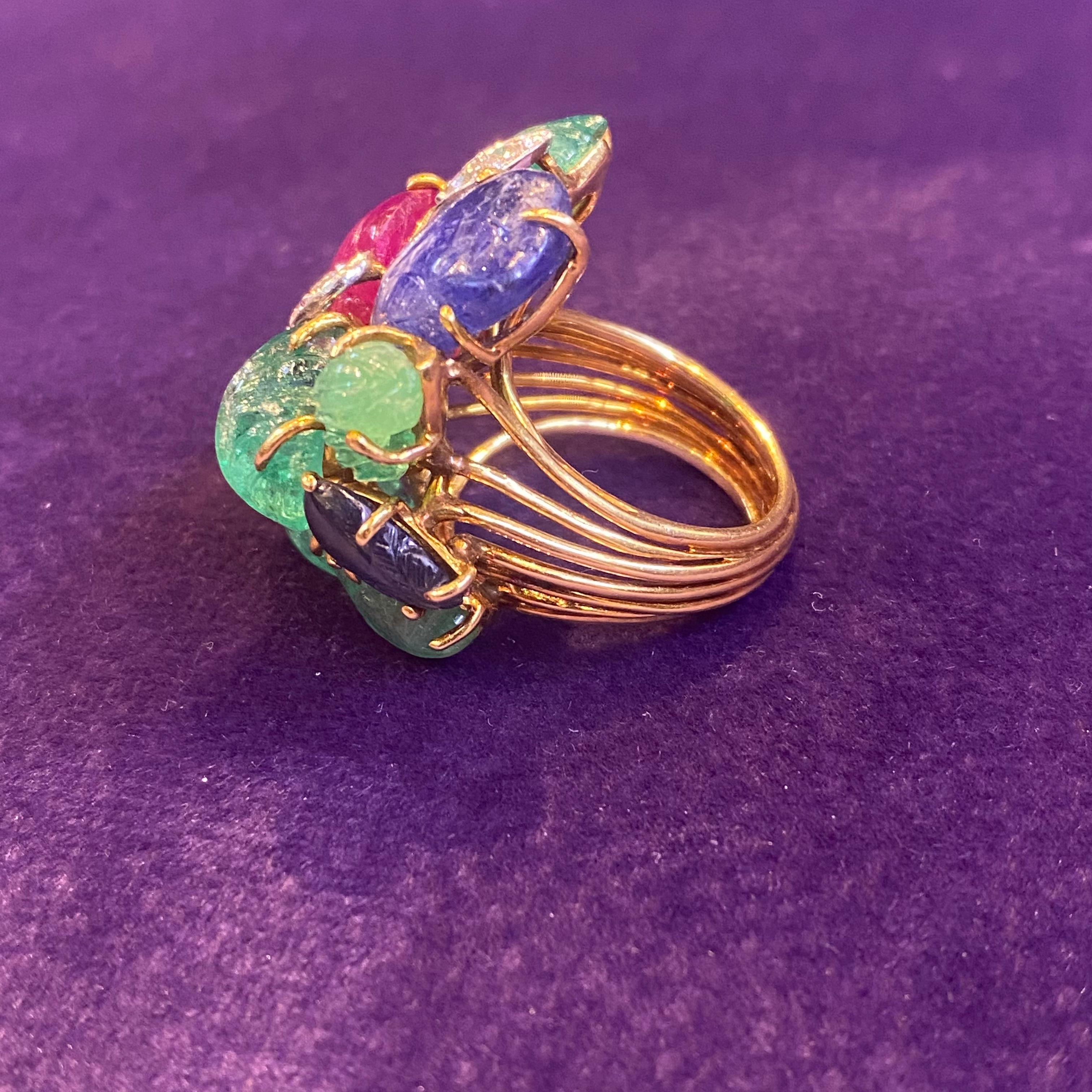 David Webb Tutti Frutti Ring For Sale 1