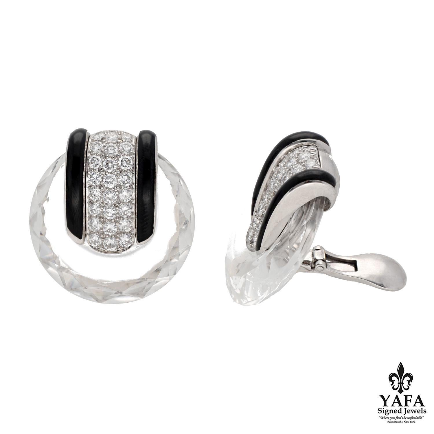 Faceted rock crystal, brilliant-cut diamonds, black enamel, 18K gold and platinum.

Collection - Twilight
Signed -  David Webb