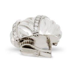 David Webb Twisted Carved Crystal and Diamond Earrings