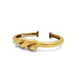 David Webb 'Twisted Nail' Hammered Gold Bangle Bracelet