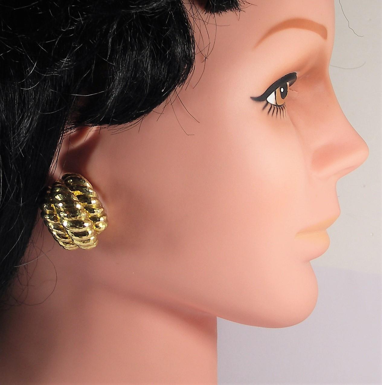 David Webb Twisted Rope Design Gold Clip On Earrings 1