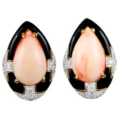 David Webb Angel Skin Coral Diamond Earrings