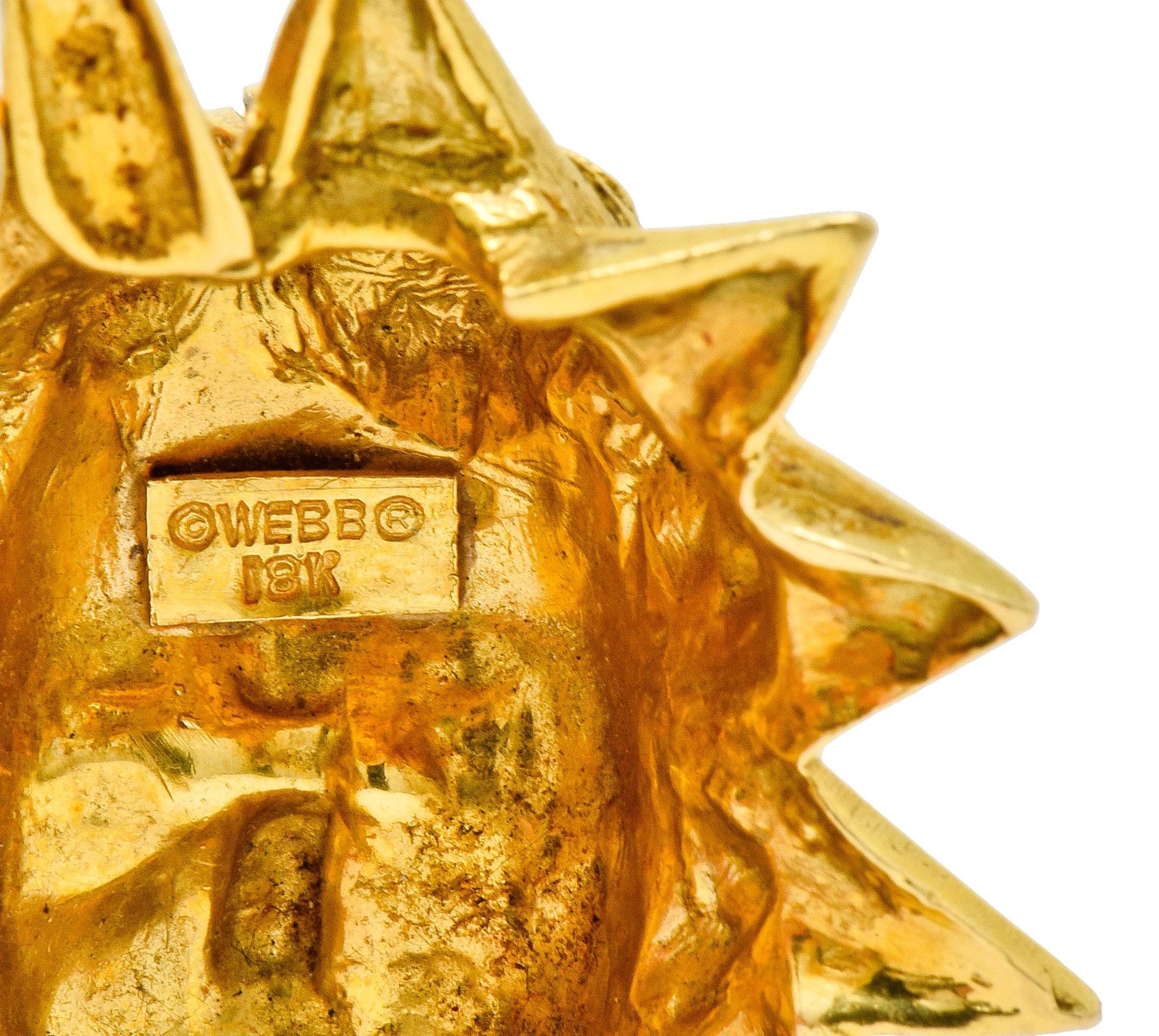 David Webb Vintage 18 Karat Gold Gemini Zodiac Cherub Starburst Pendant 2