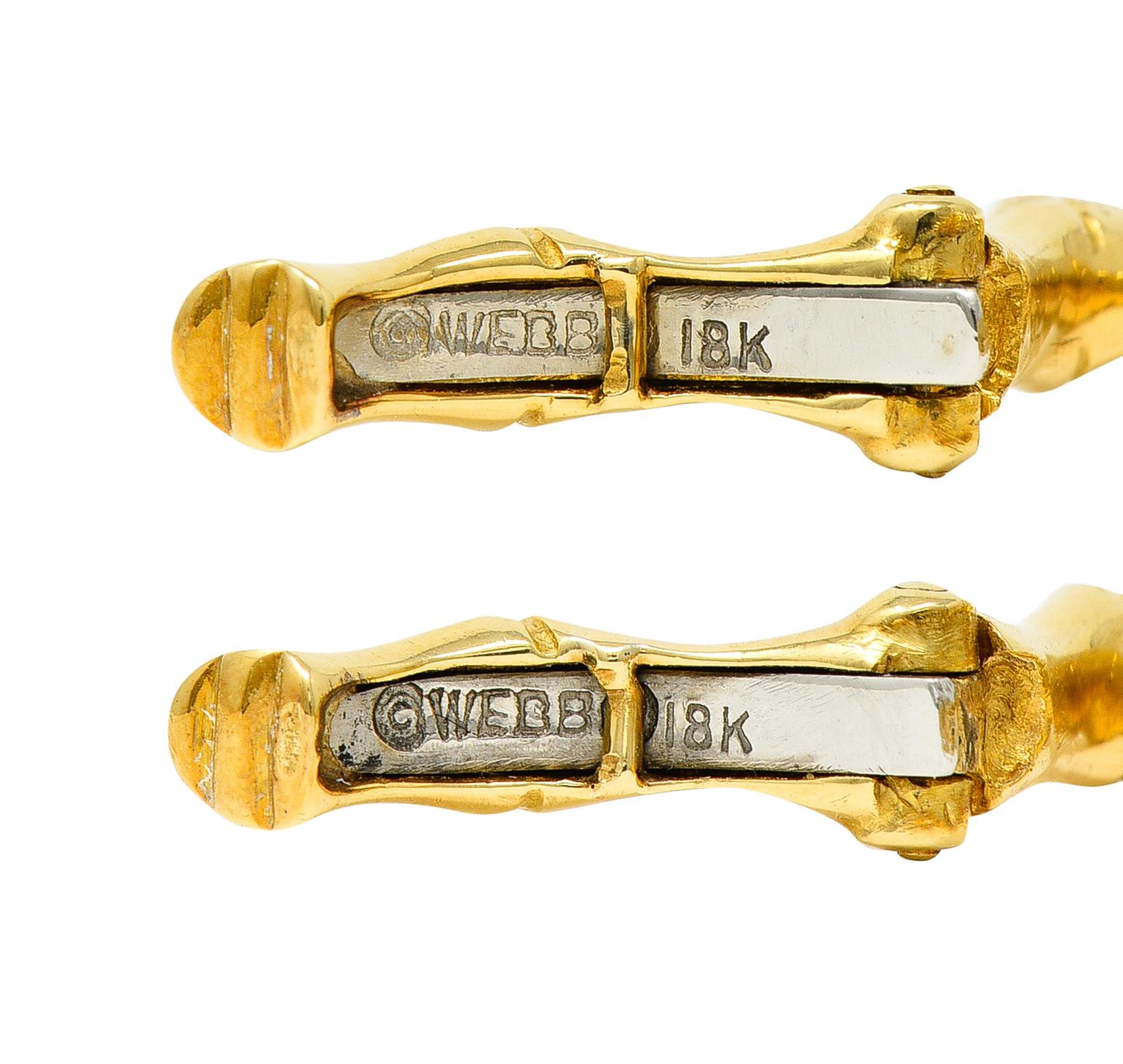 Contemporary David Webb Vintage 18 Karat Yellow Gold Bamboo Hoop Ear-Clip Earrings