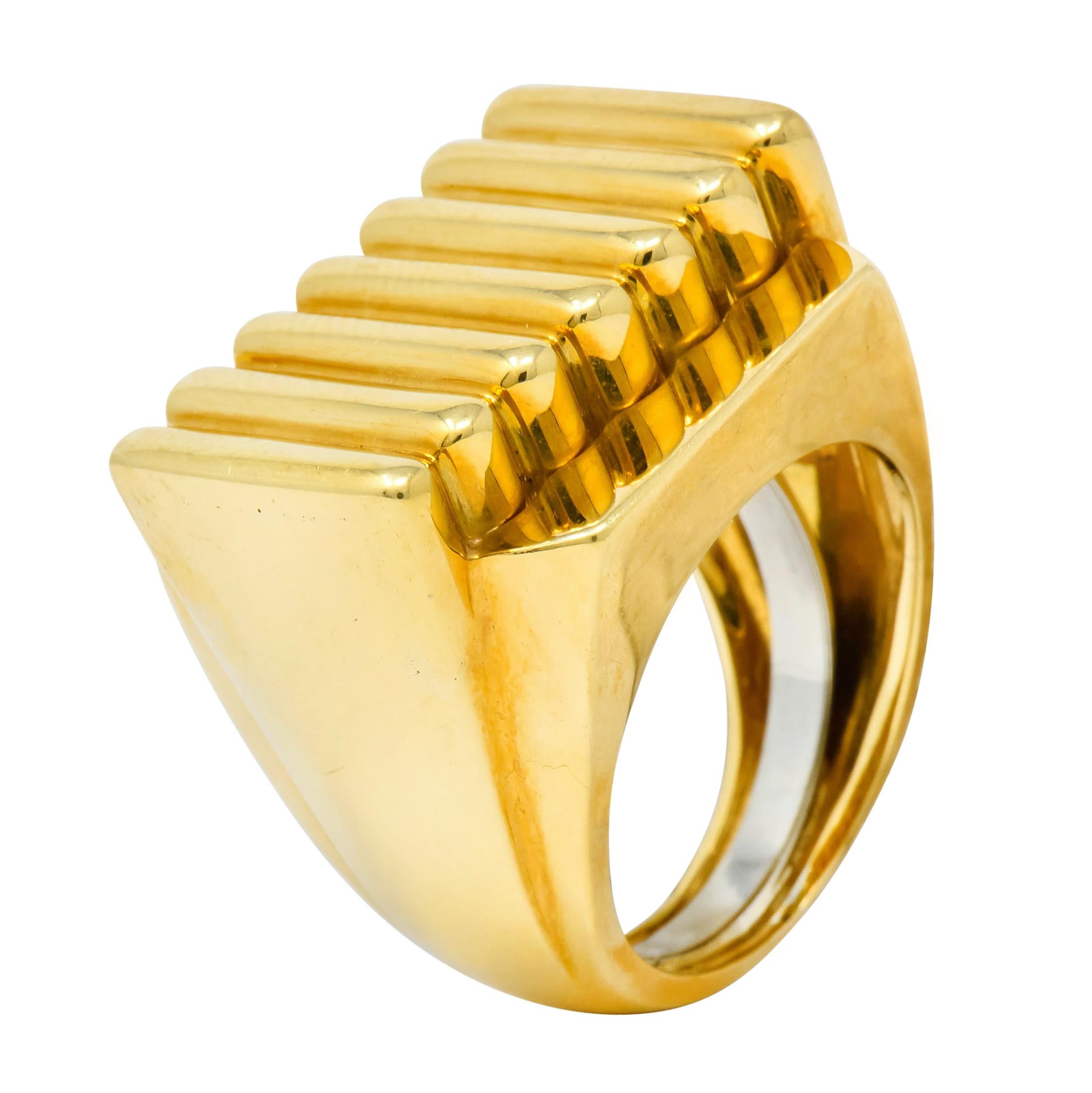 David Webb Vintage 18 Karat Yellow Gold Ridged Band Ring, circa 1960s 3