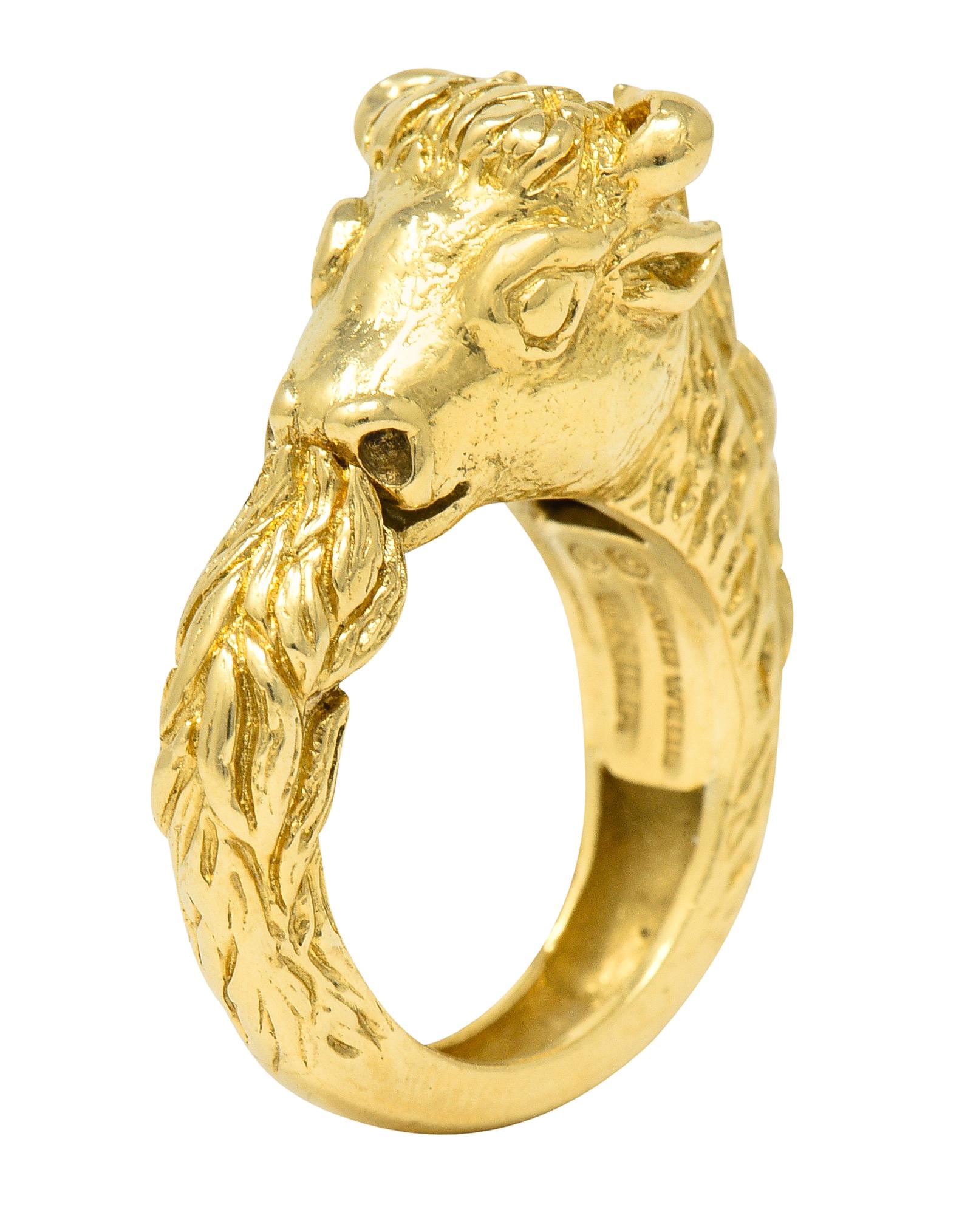 David Webb Vintage 18 Karat Yellow Gold Taurus Bull Kingdom Ring 7