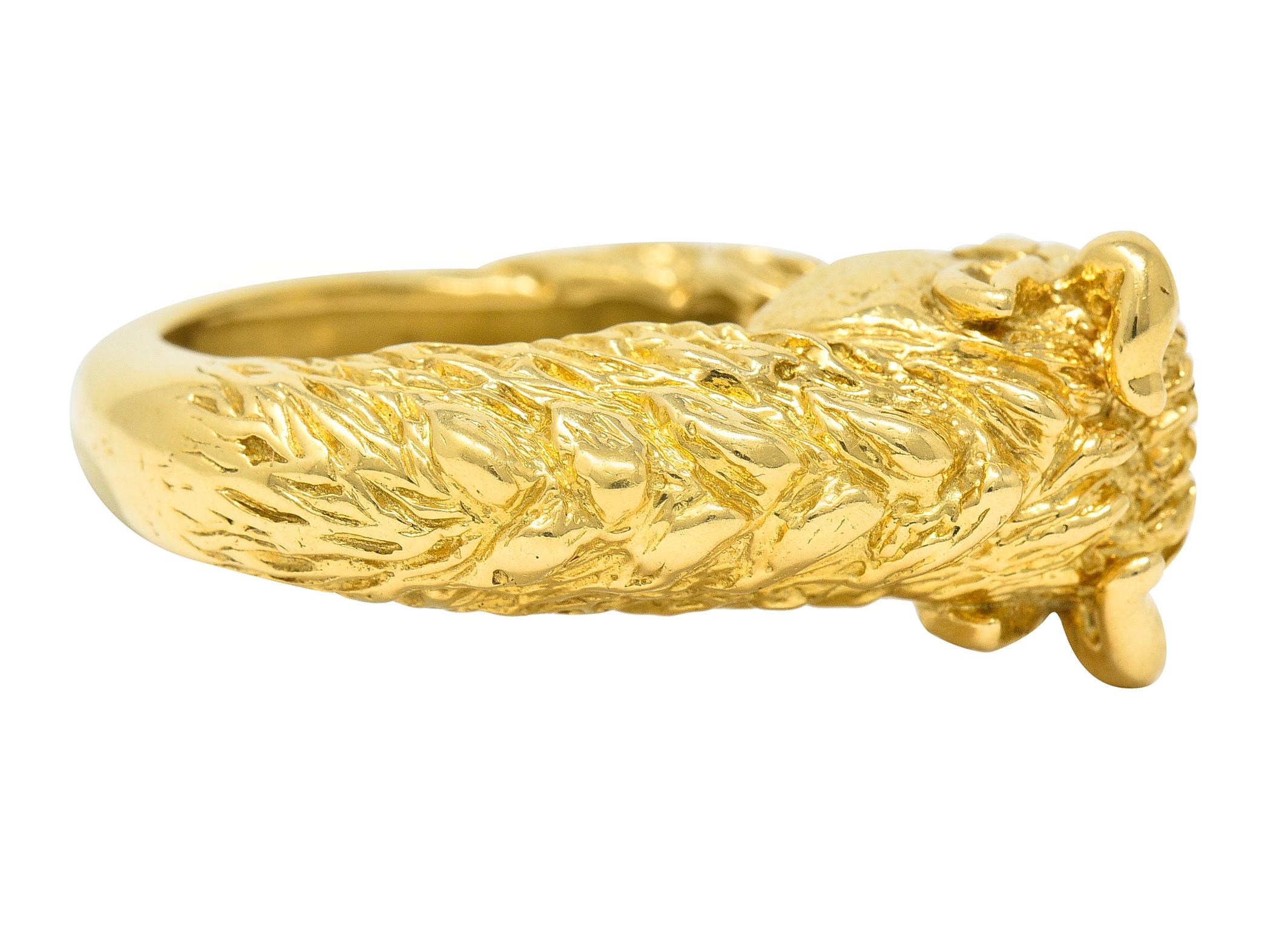 Contemporary David Webb Vintage 18 Karat Yellow Gold Taurus Bull Kingdom Ring