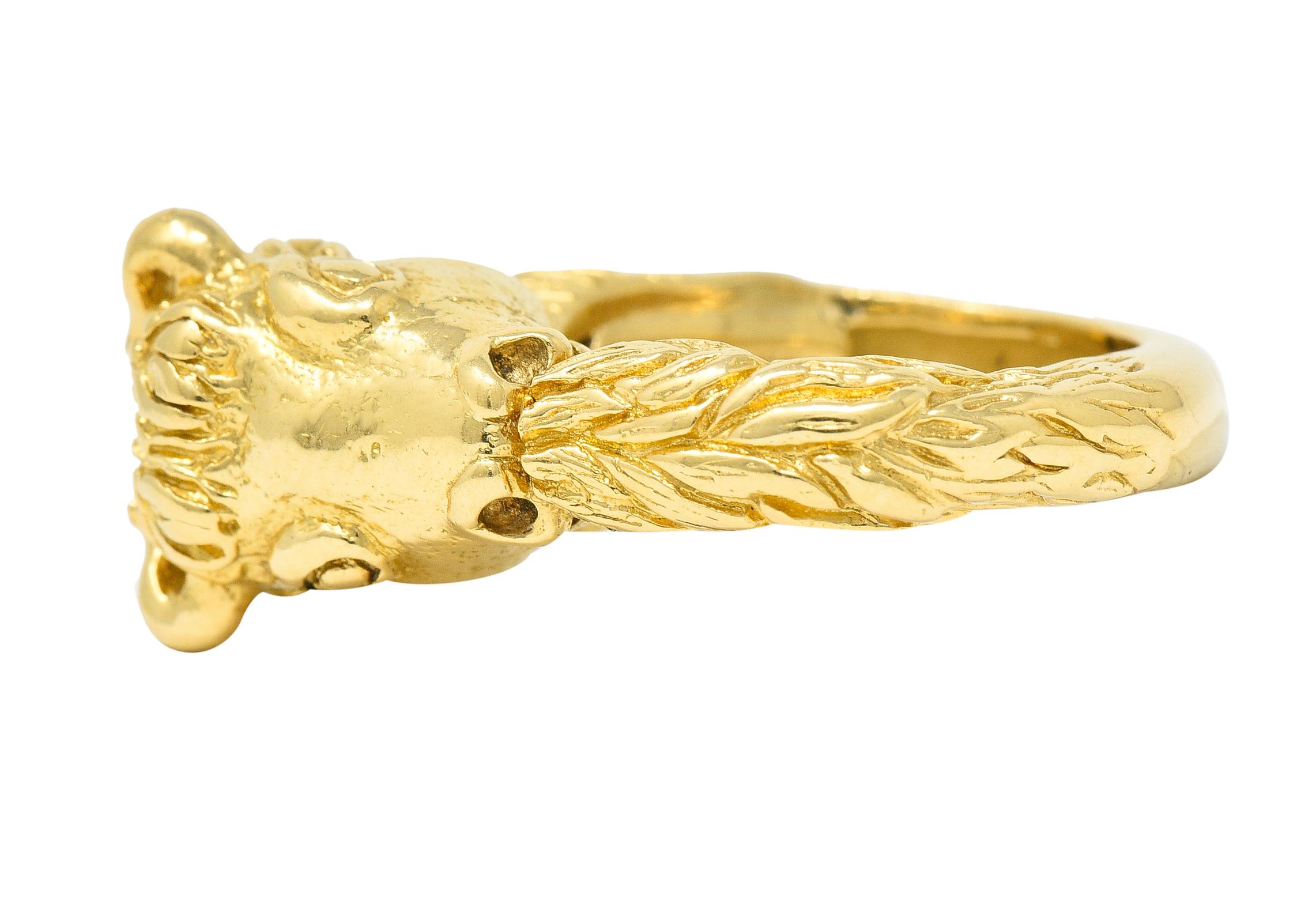 Women's or Men's David Webb Vintage 18 Karat Yellow Gold Taurus Bull Kingdom Ring