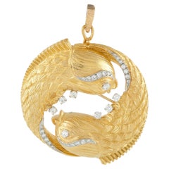 David Webb Vintage 18K Yellow Gold 1.50ct Diamond Fish Pendant Brooch