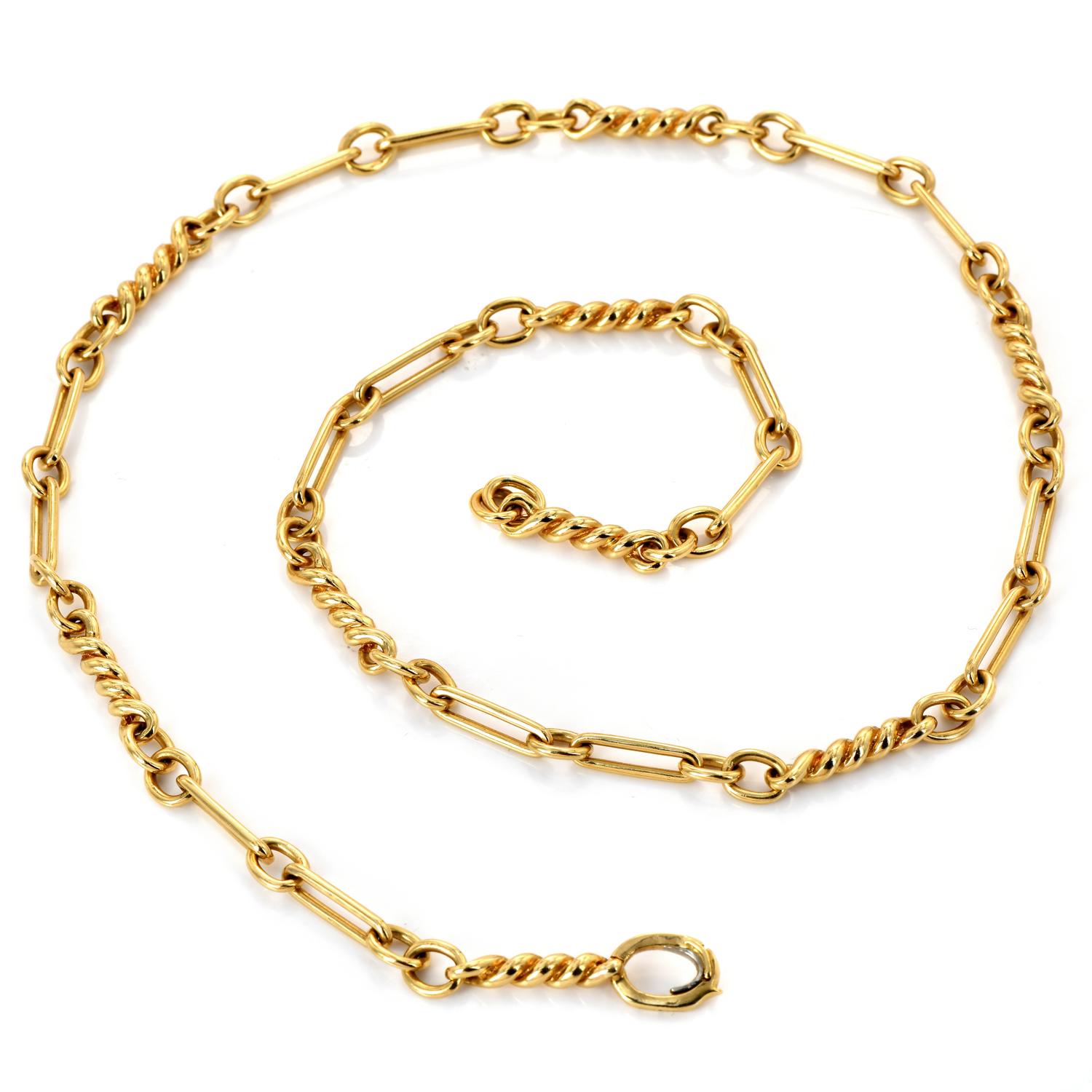 David Webb Vintage 18 Karat Gelbgold Ausgefallene Gliederkette Halskette für Damen oder Herren im Angebot
