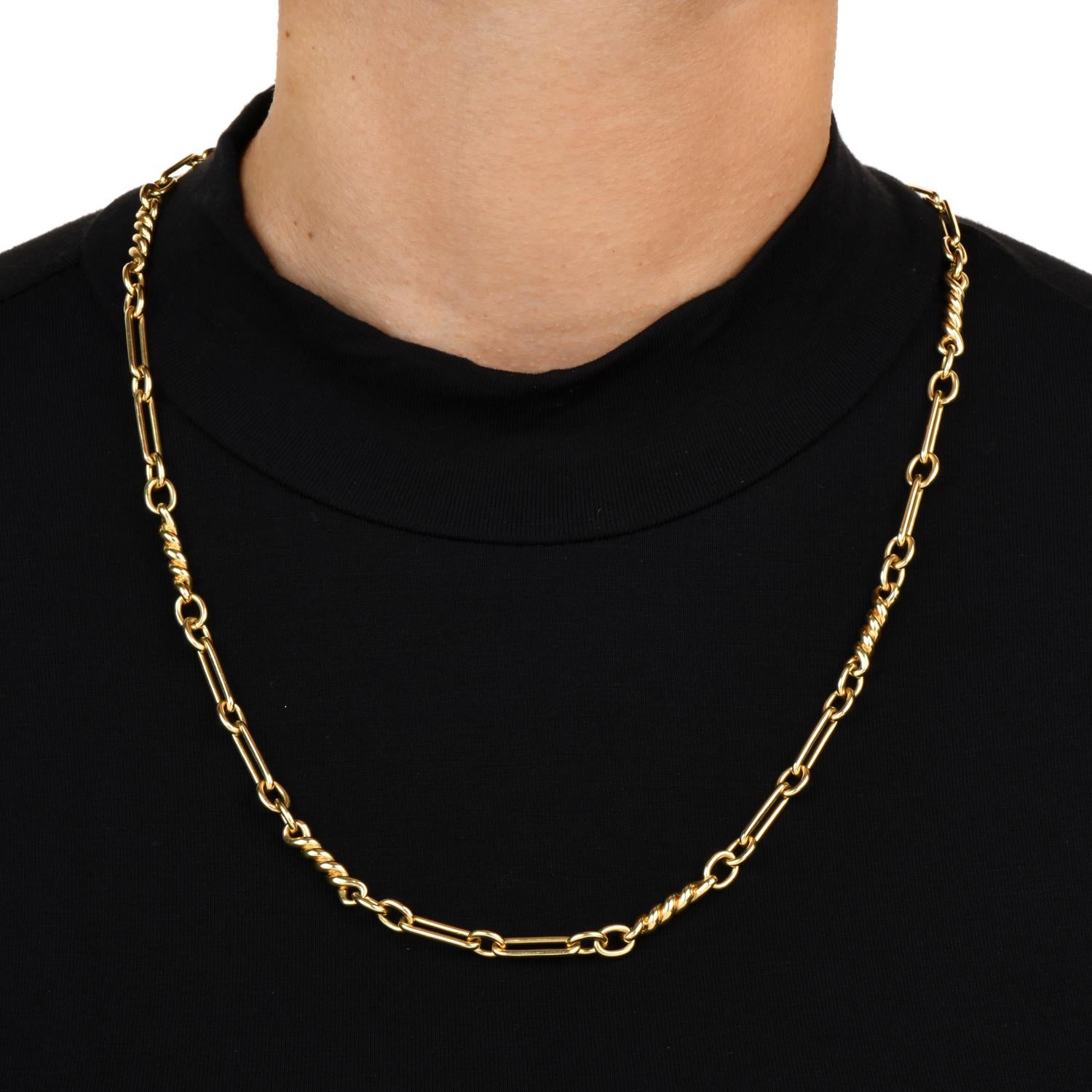 Women's or Men's David Webb Vintage 18k Yellow Gold Fancy Link Chain Necklace For Sale