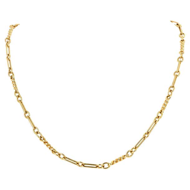 David Webb Vintage 18k Yellow Gold Fancy Link Chain Necklace For Sale ...