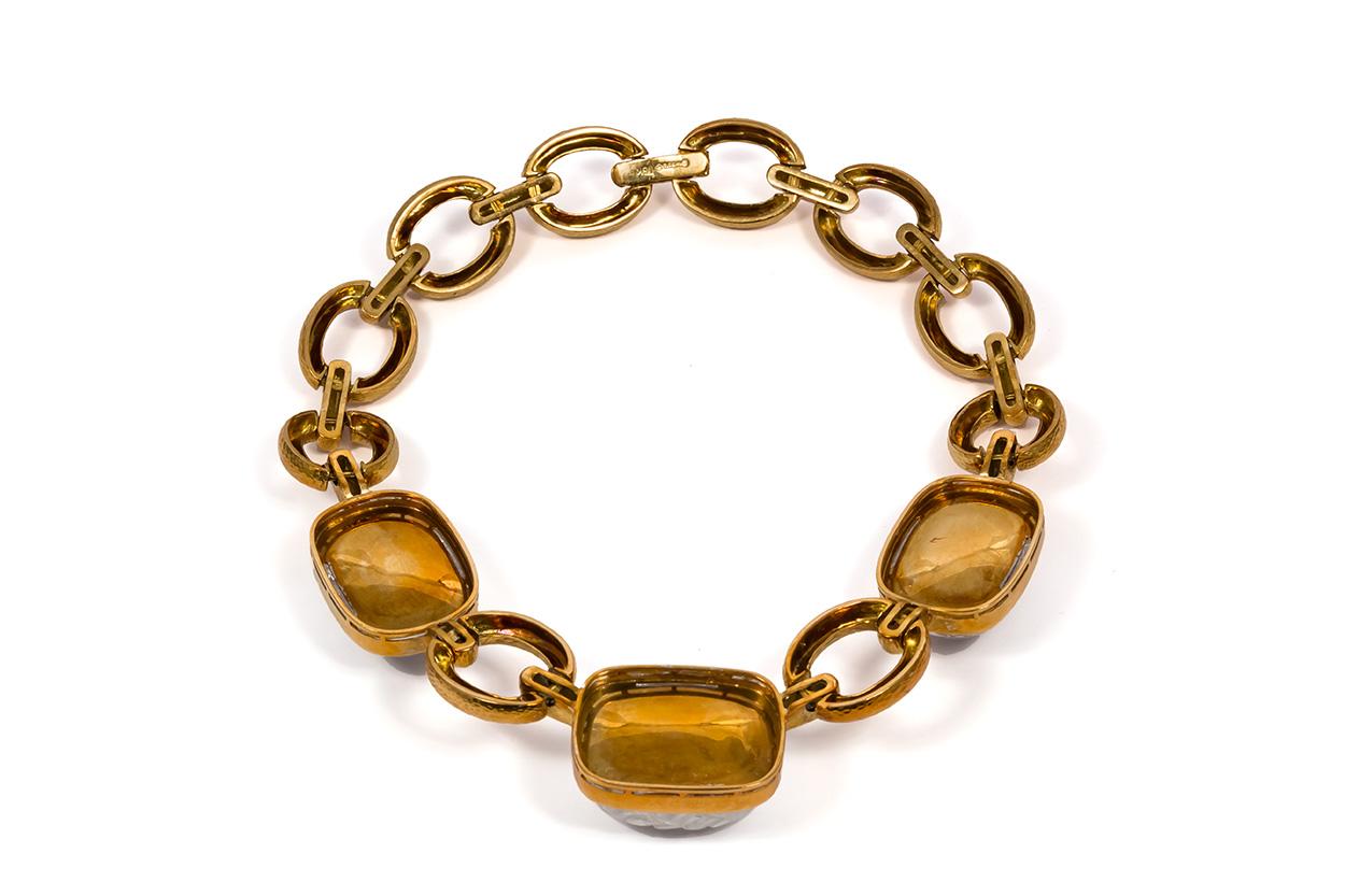 David Webb Vintage 18 Karat Gold and Rock Crystal Set, Necklace and Earrings 6