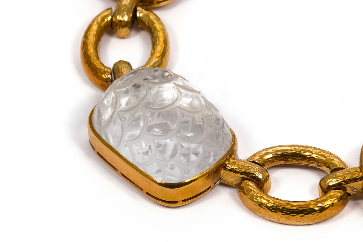 David Webb Vintage 18 Karat Gold and Rock Crystal Set, Necklace and Earrings 7