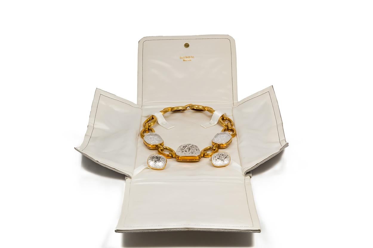 David Webb Vintage 18 Karat Gold and Rock Crystal Set, Necklace and Earrings 13