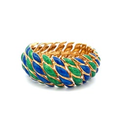 David Webb Vintage 97,20 Gramm Emaille und 18 Karat Gelbgold Gliederarmband