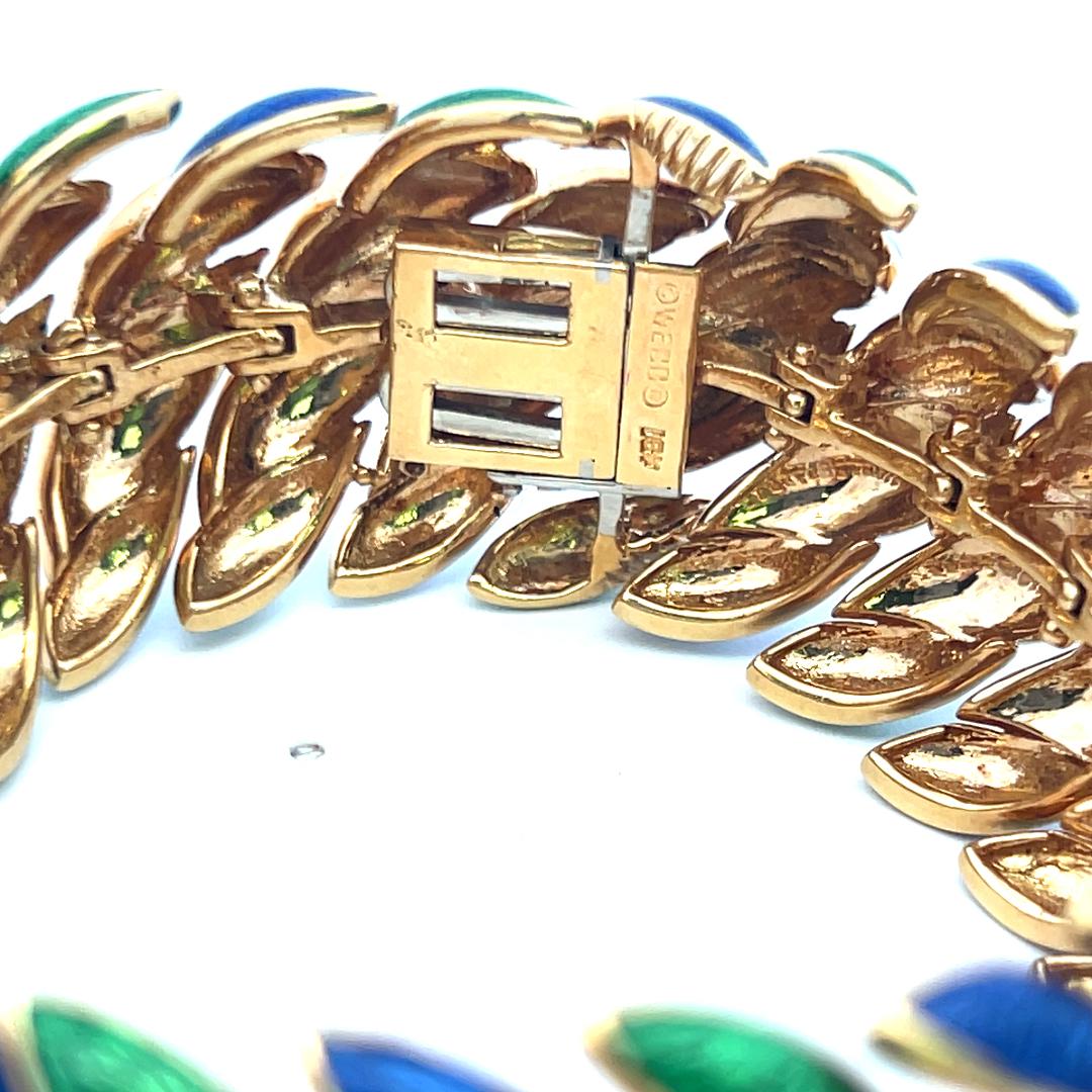 David Webb, bracelet à maillons vintage en or jaune 18 carats et émail 97,20 grammes en vente 3