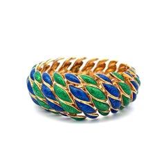 David Webb Vintage Pulsera de esmalte y eslabones de oro amarillo de 18 quilates, 97,20 gramos