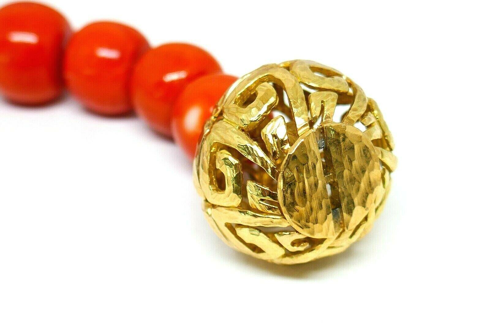 David Webb Vintage Coral Bead Yellow Gold Necklace 3