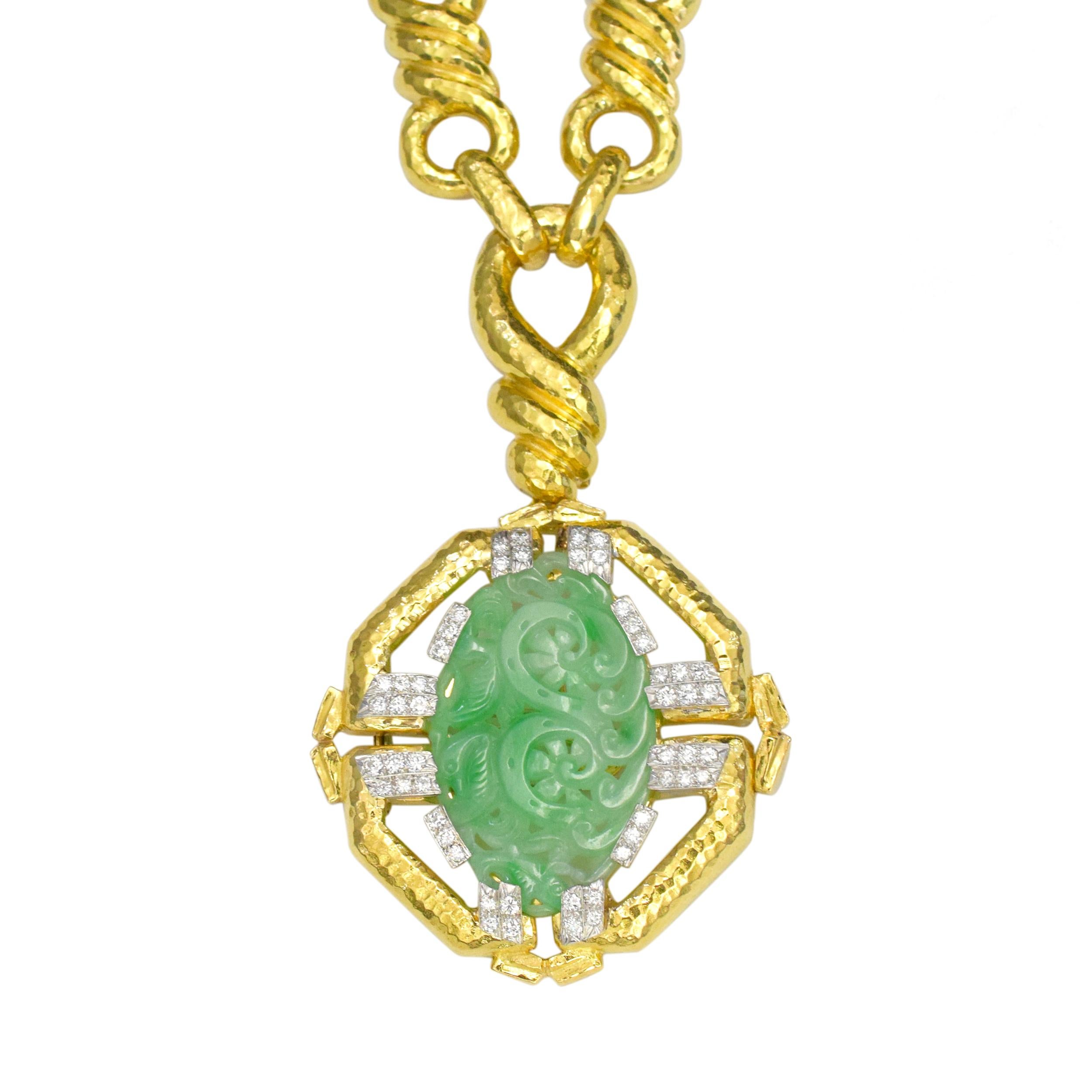 David Webb, Vintage Carved Jade and Gold Necklace by David Webb 1