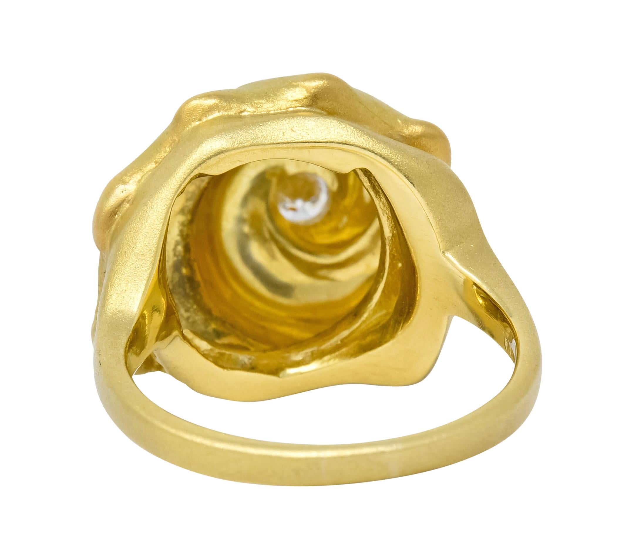 Contemporary David Webb Vintage Diamond 18 Karat Gold Conch Shell Ring