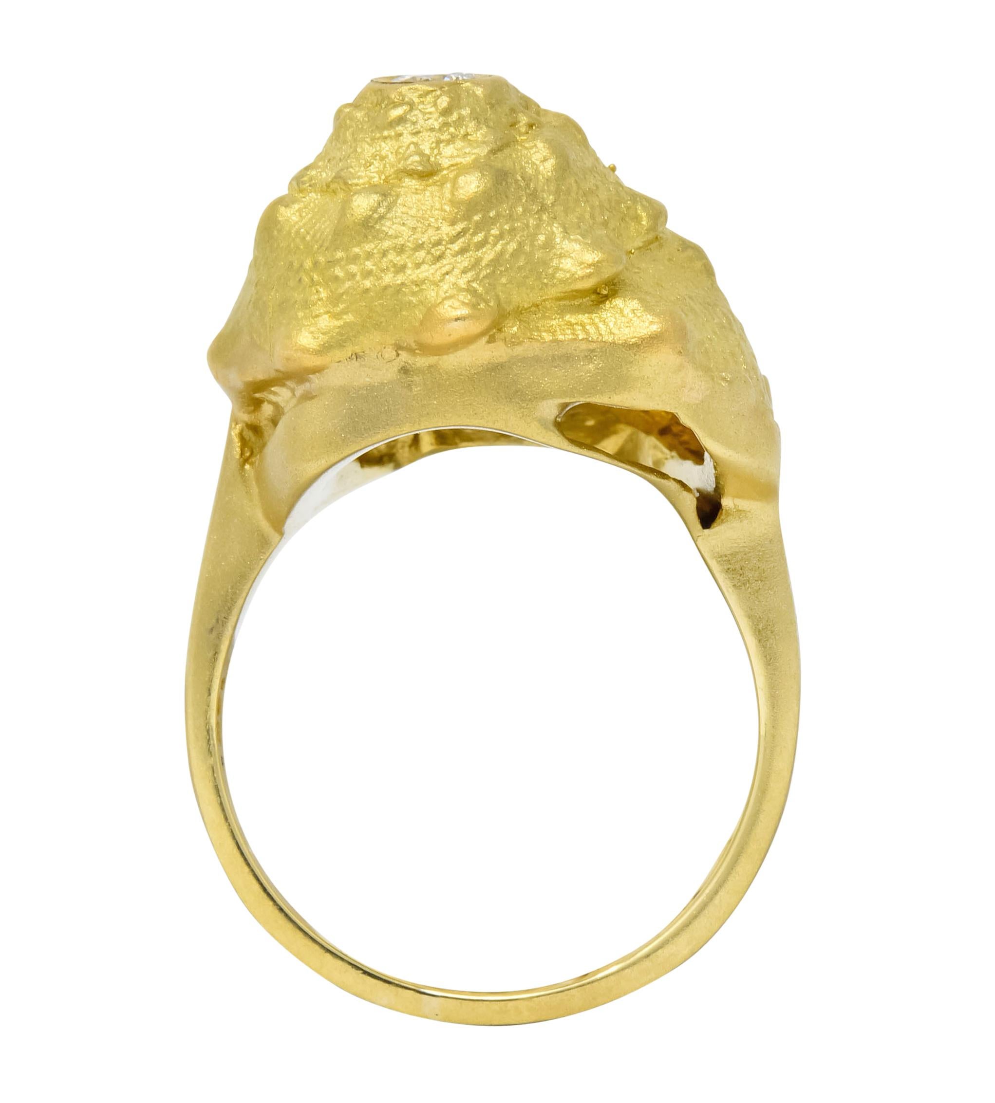 David Webb Vintage Diamond 18 Karat Gold Conch Shell Ring 1
