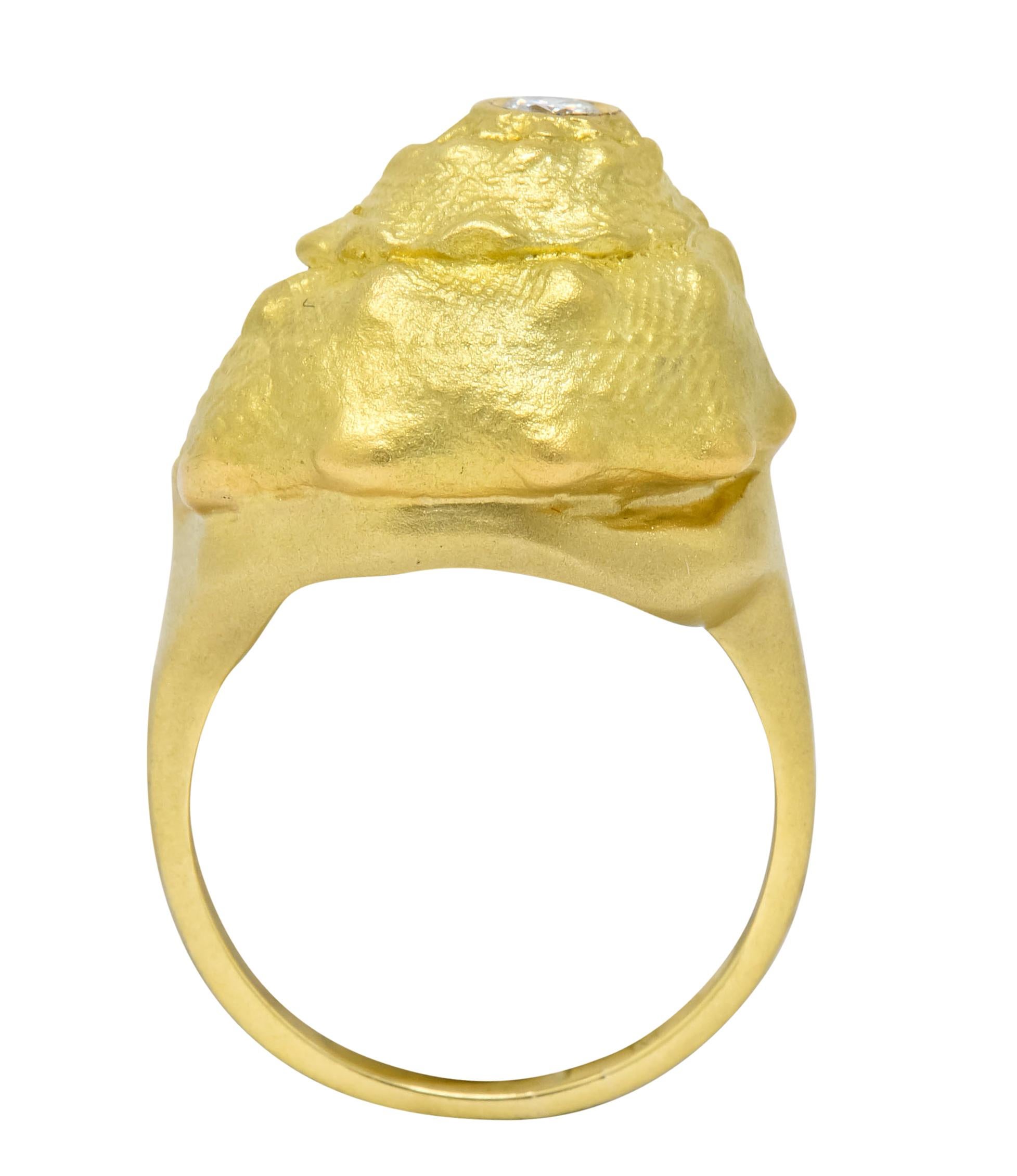 David Webb Vintage Diamond 18 Karat Gold Conch Shell Ring 2