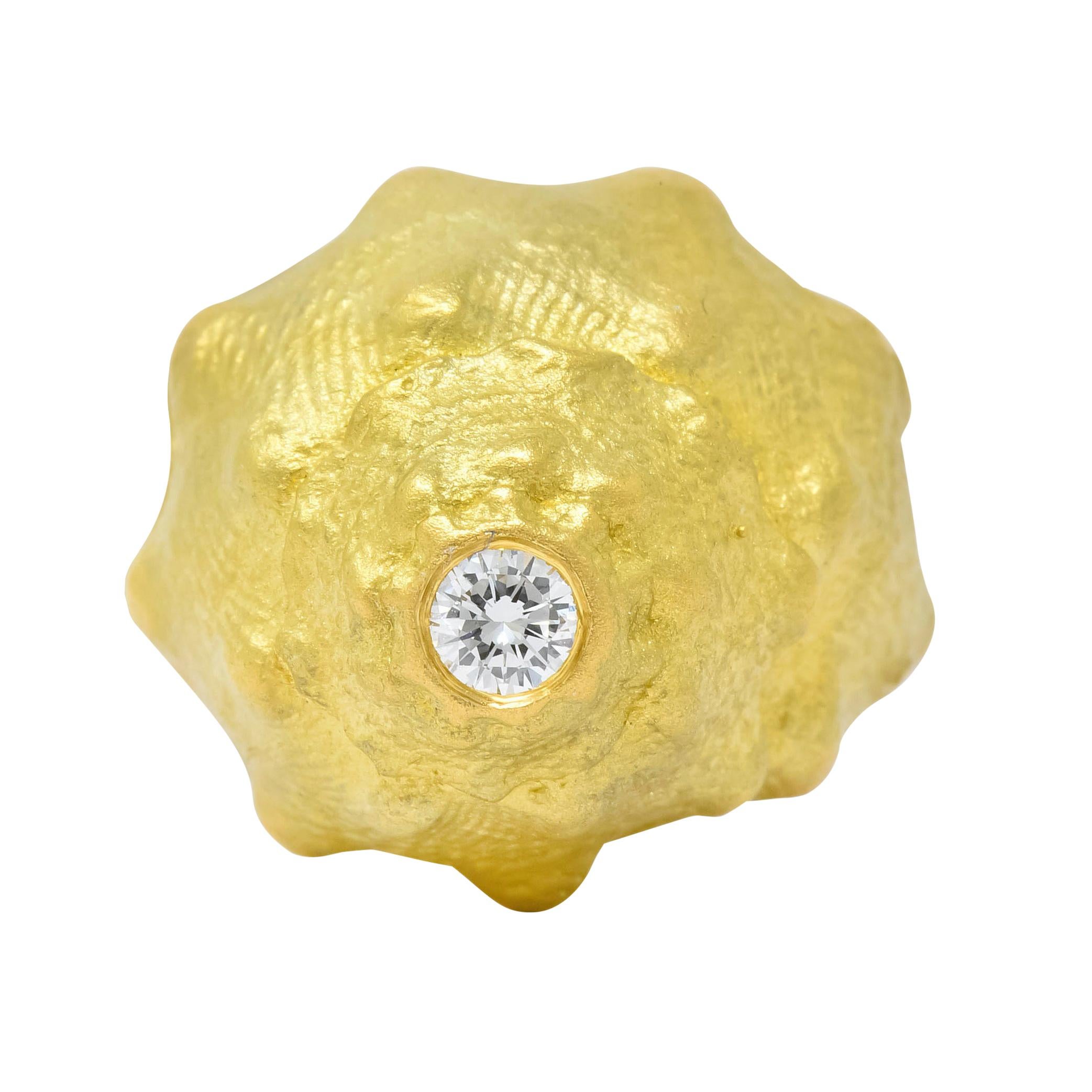 David Webb Vintage Diamond 18 Karat Gold Conch Shell Ring