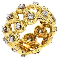 David Webb Vintage Diamond 18k Yellow Gold Platinum Infinity Eternity Band Ring