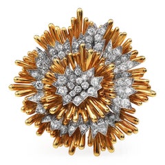 David Webb Vintage Diamond Floral  Broche et pendentif en platine 18K