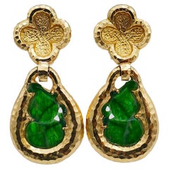David Webb Boucles d'oreilles vintage en or 18 carats et jade (succession)