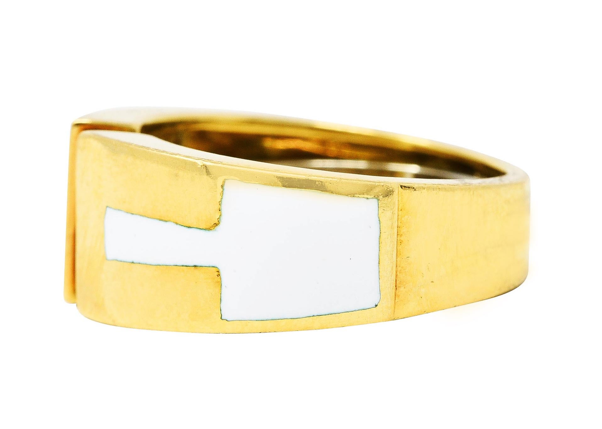 Contemporary David Webb Vintage Enamel 18 Karat Gold Gap Band Ring