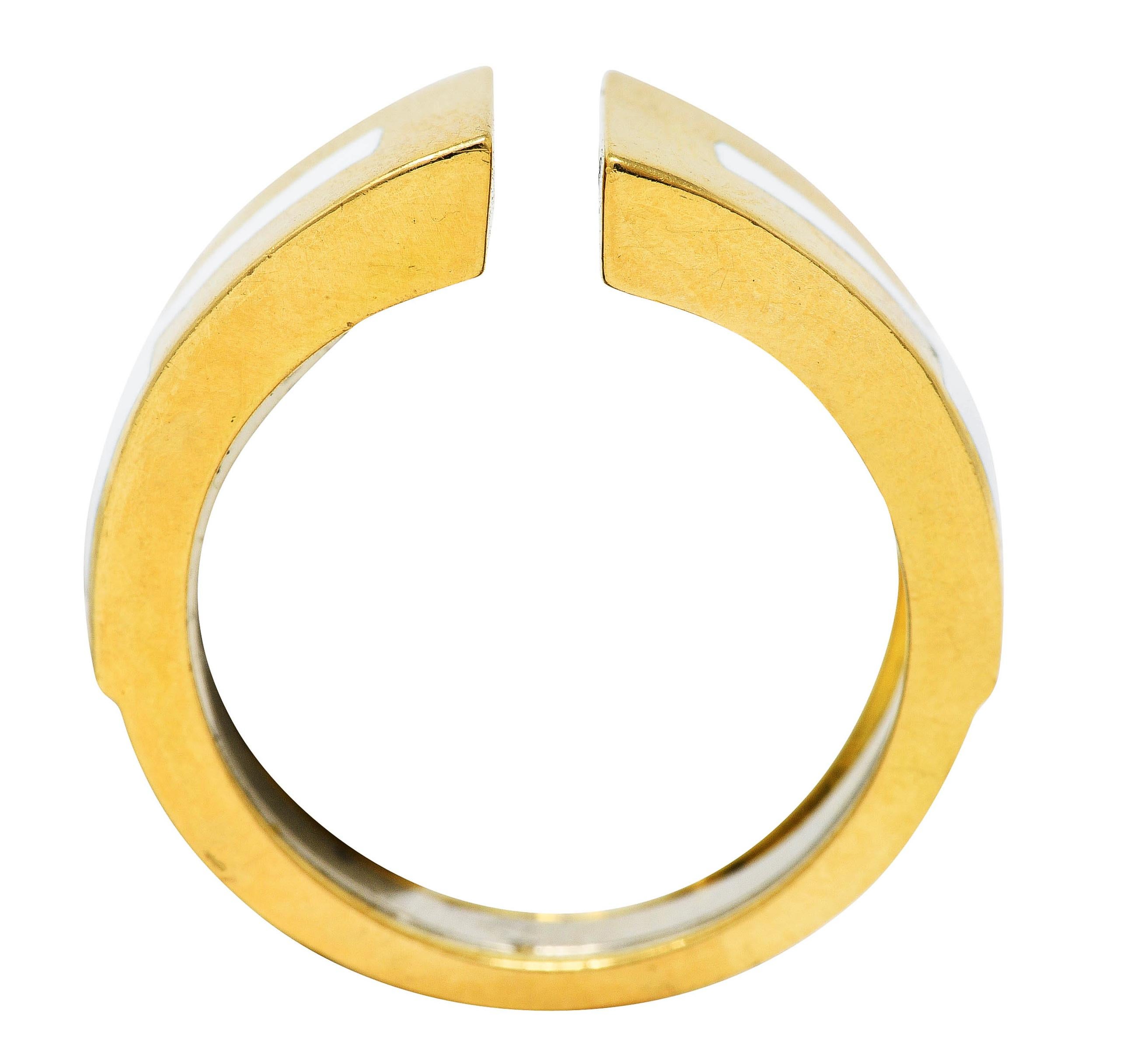 David Webb Vintage Enamel 18 Karat Gold Gap Band Ring 1