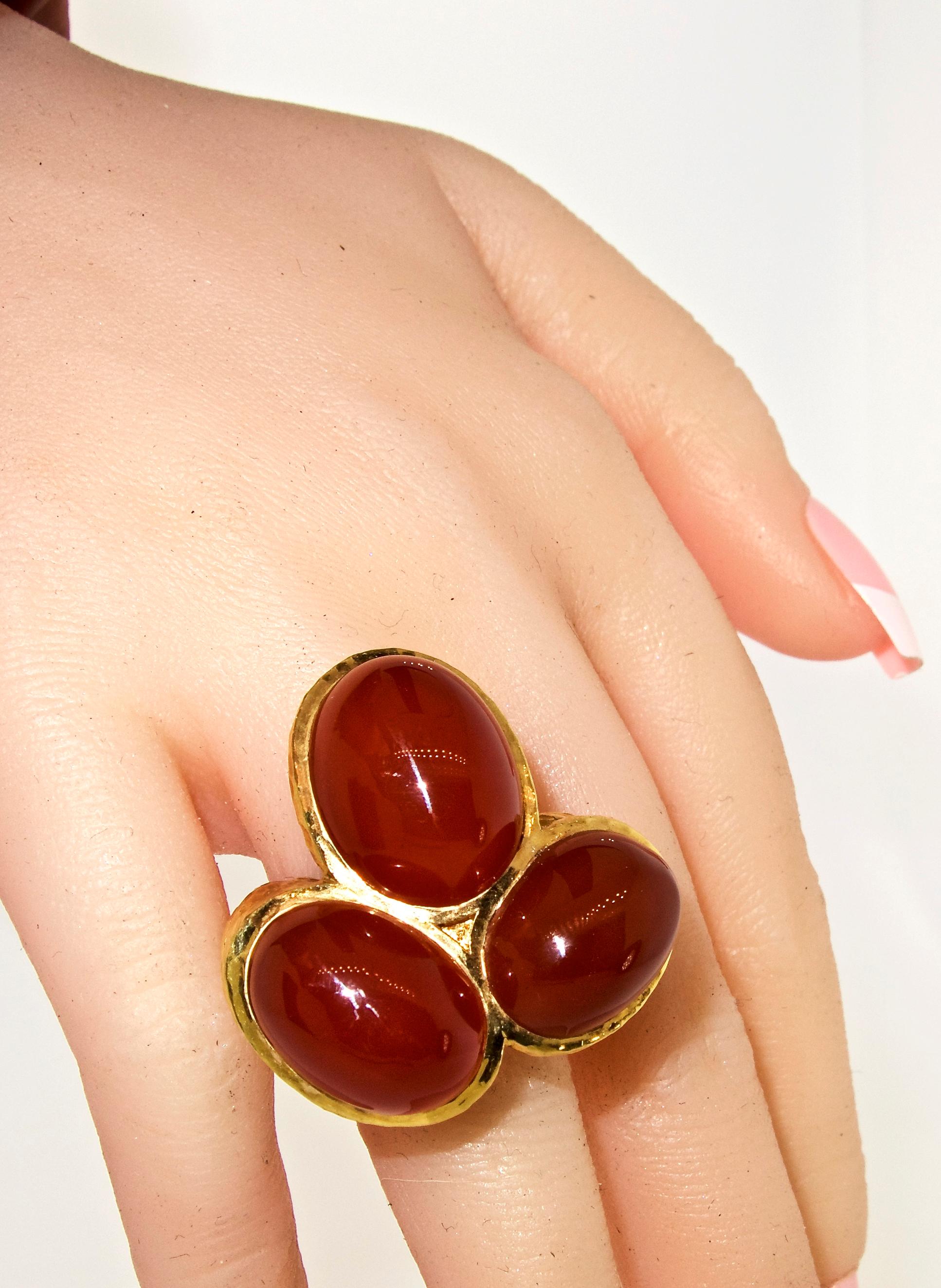 David Webb Vintage Gold and Carnelian Bold and Unique Ring, circa 1960 6