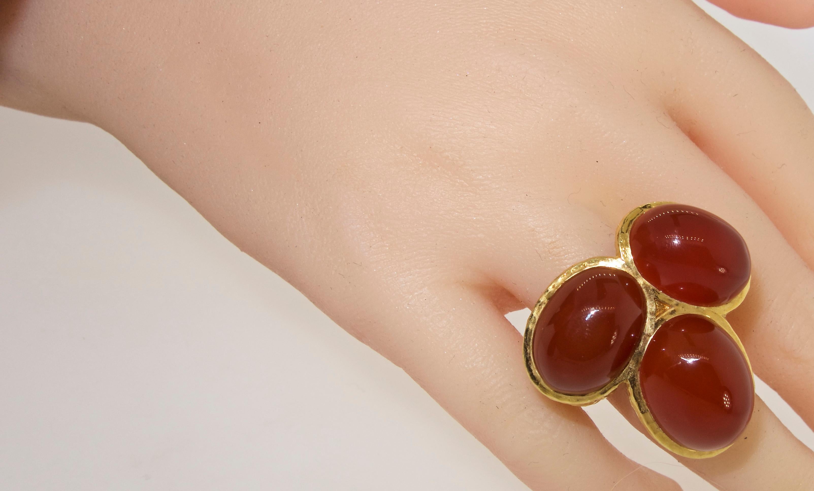 David Webb Vintage Gold and Carnelian Bold and Unique Ring, circa 1960 2