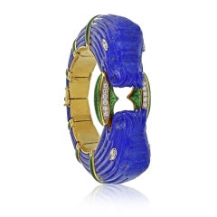 David Webb Vintage Lapis Double Head Bracelet