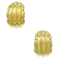 David Webb Vintage Mayan Half Hoop / Huggie Earrings In 18k