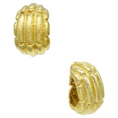 David Webb Vintage Mayan Half Hoop / Huggie Earrings In 18k