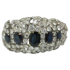 David WEBB Bracelet Vintage en Platine - 55.00ct Diamants & Saphirs
