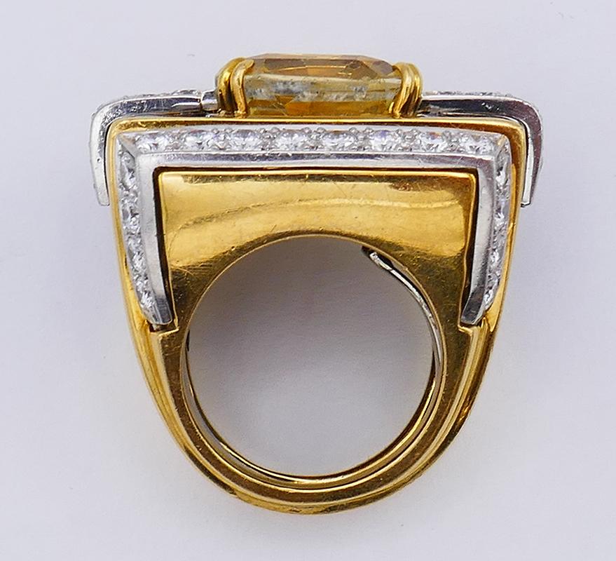 David Webb Vintage Ring 18k Gold Yellow Sapphire For Sale 2