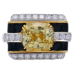 David Webb Vintage Ring 18k Gold Yellow Sapphire