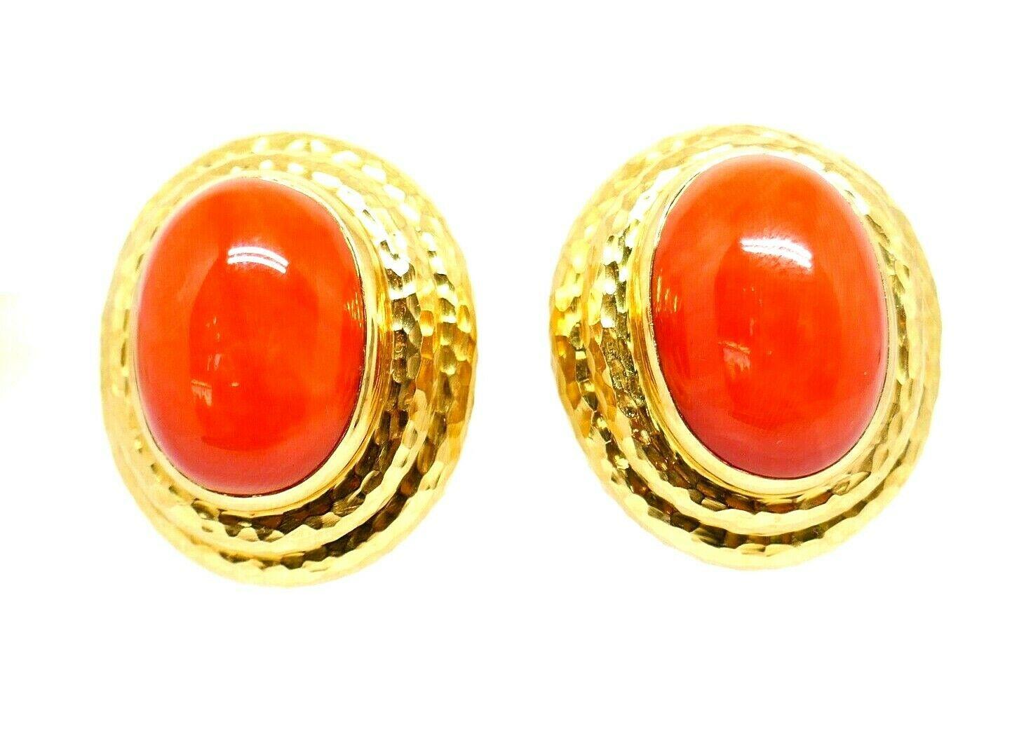 David Webb Vintage Yellow Gold Coral Clip-On Earrings 3