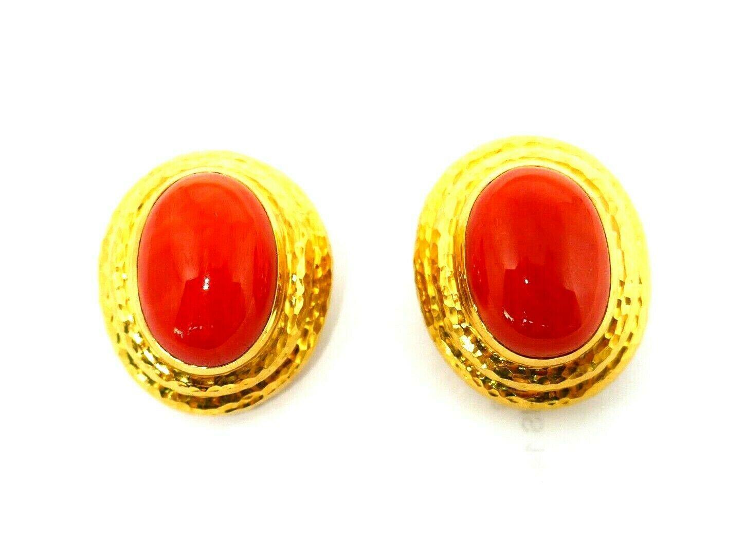 David Webb Vintage Yellow Gold Coral Clip-On Earrings 4