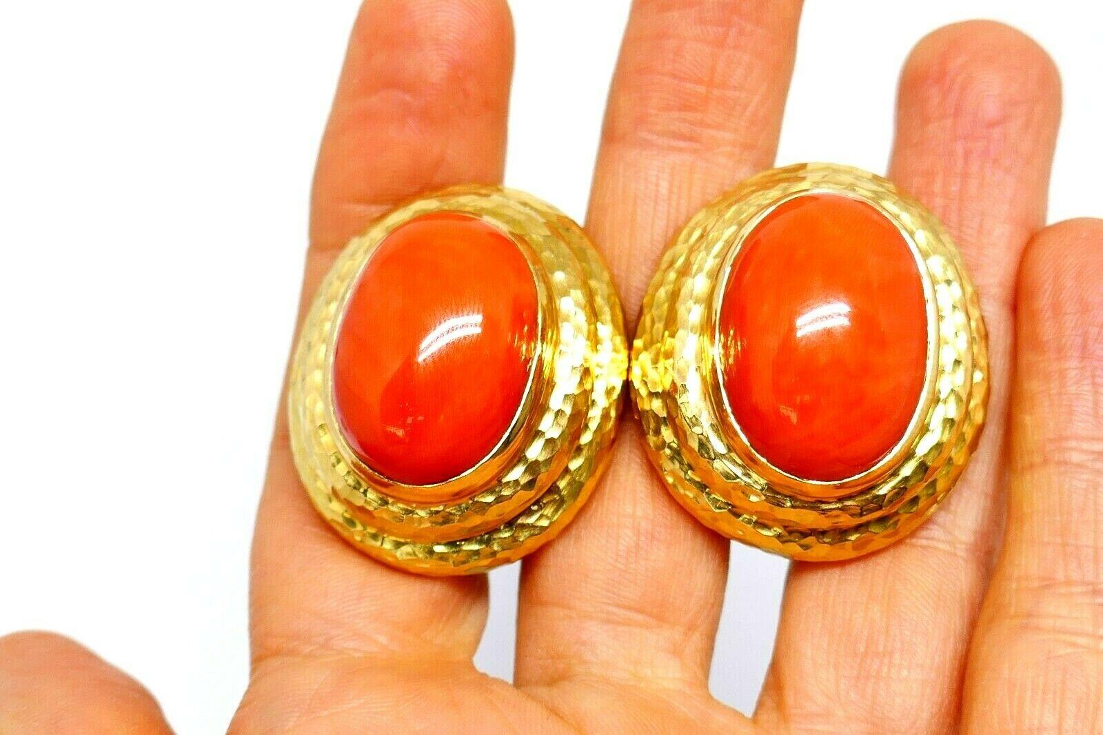 David Webb Vintage Yellow Gold Coral Clip-On Earrings 5