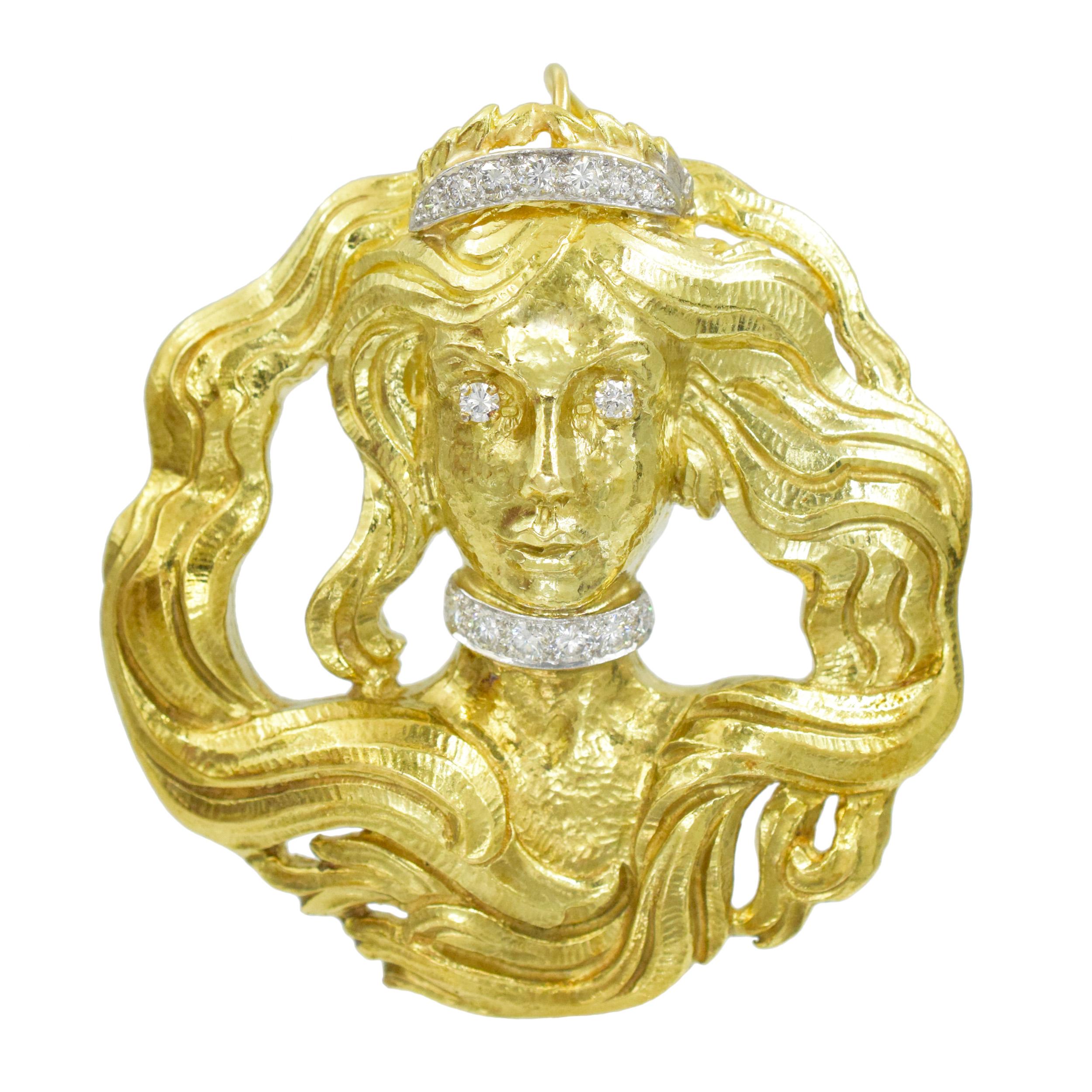 David Webb diamante 18 carati giallo e  Spilla/ciondolo 