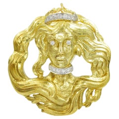 David Webb "VIRGO"  Spilla/pendente in oro e diamanti