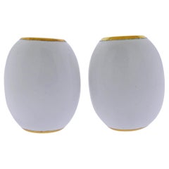 David Webb White Enamel Gold Earrings