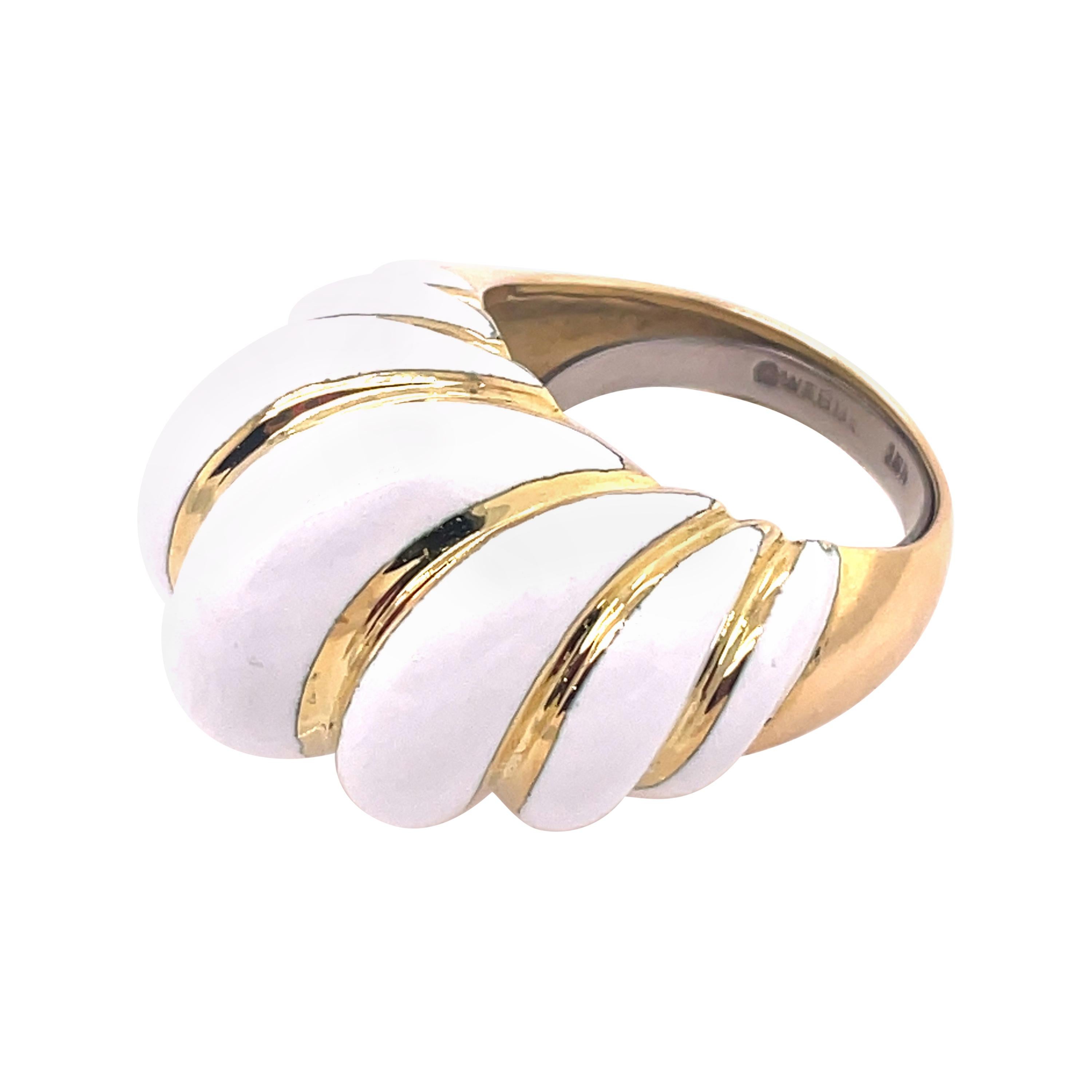 David Webb White Enamel Ring