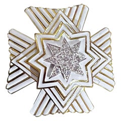 David Webb White Maltese Cross Pendant / Brooch